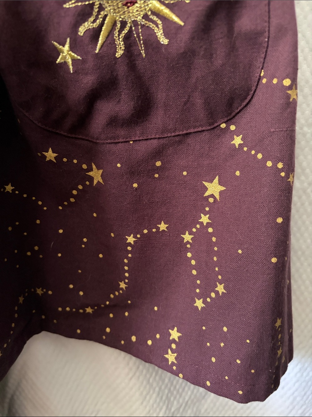 NWT World Market 100% Cotton Purple & Gold Embroidery Celestial Kitchen Apron - Picture 6 of 9